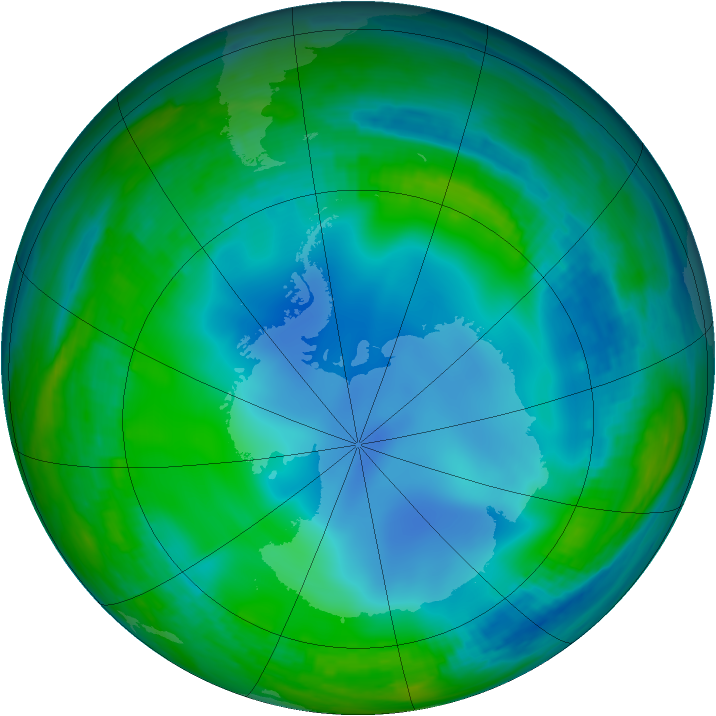 Antarctic ozone map for 26 June 2000